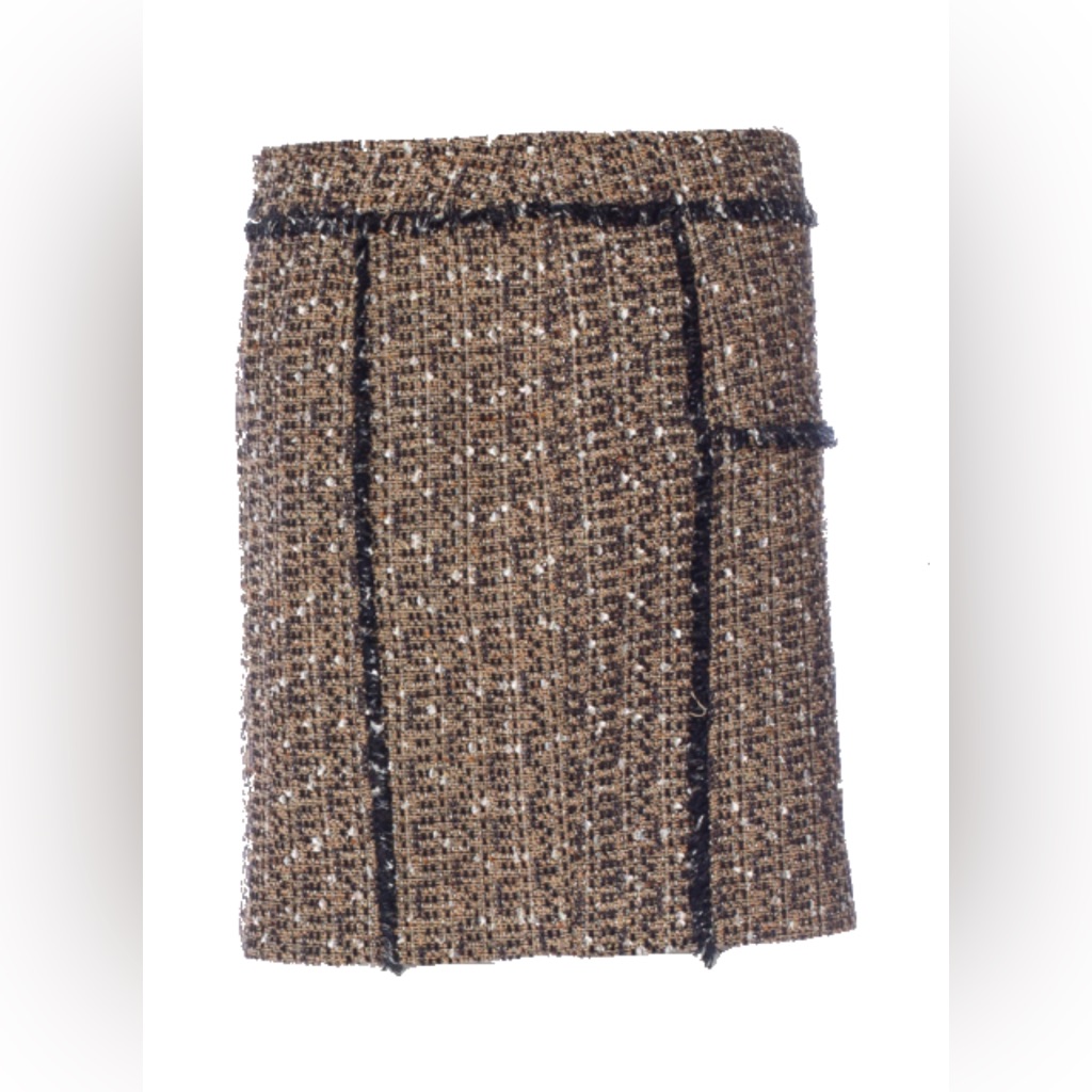 Tory Burch Euc Tweed Boucl Mini Skirt Black Brown Metallic Size 8 Classic